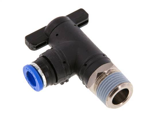 2-Way Elbow Ball Valve 8 mm - R3/8'' Plastic/Brass