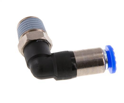 Push-In Fitting 6mm & R1/4'' Male Auto Shut-Off Elbow Brass/PBT 0-10bar (0-145psi) [2 Pieces]