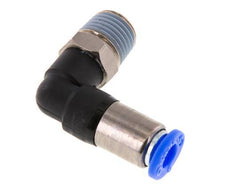 Push-In Fitting 6mm & R1/4'' Male Auto Shut-Off Elbow Brass/PBT 0-10bar (0-145psi) [2 Pieces]