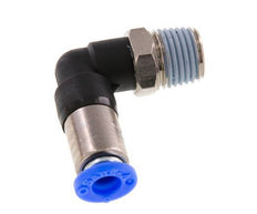 Push-In Fitting 6mm & R1/4'' Male Auto Shut-Off Elbow Brass/PBT 0-10bar (0-145psi) [2 Pieces]