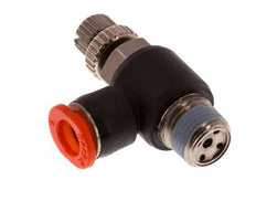 Flow Control Silencer Meter-In Elbow 6 mm - R1/8'' Brass/PBT