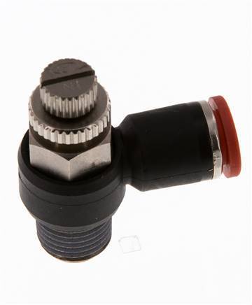 Flow Control Silencer Meter-In Elbow 8 mm - R1/4'' Brass/PA 66