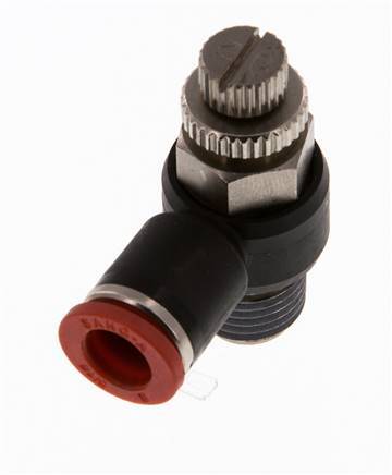 Flow Control Silencer Meter-In Elbow 8 mm - R1/4'' Brass/PA 66