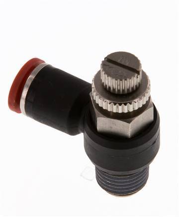 Flow Control Silencer Meter-In Elbow 8 mm - R1/4'' Brass/PA 66