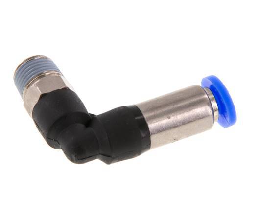Push-In Fitting 4mm & R1/8'' Male Auto Shut-Off Elbow Brass/PBT 0-10bar (0-145psi) [2 Pieces]