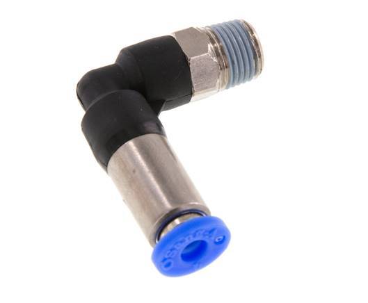 Push-In Fitting 4mm & R1/8'' Male Auto Shut-Off Elbow Brass/PBT 0-10bar (0-145psi) [2 Pieces]