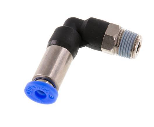 Push-In Fitting 4mm & R1/8'' Male Auto Shut-Off Elbow Brass/PBT 0-10bar (0-145psi) [2 Pieces]
