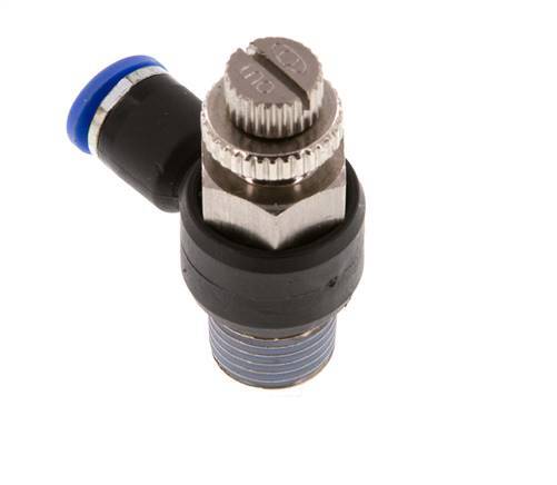 Flow Control Silencer Meter-Out Elbow 6 mm - R1/4'' Brass/PA 66