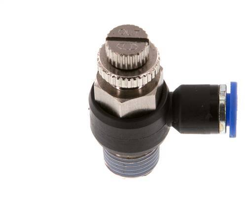 Flow Control Silencer Meter-Out Elbow 6 mm - R1/4'' Brass/PA 66