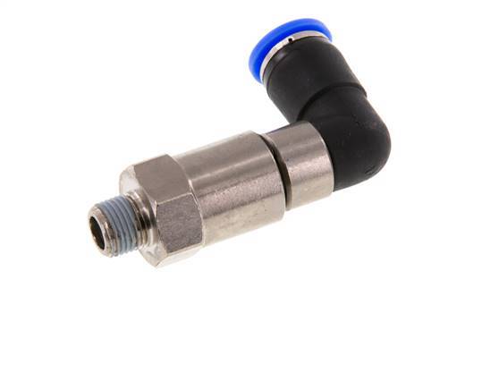 8mm & R1/8'' Elbow Quick Swivel Joint Push-In-Male Threads Nickel-Plated Brass/PBT NBR Rotatable