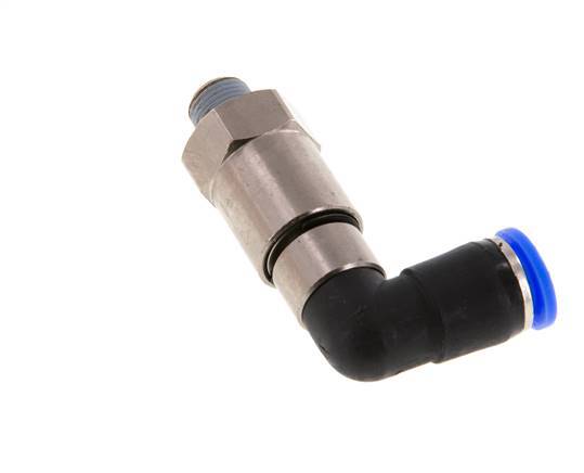 8mm & R1/8'' Elbow Quick Swivel Joint Push-In-Male Threads Nickel-Plated Brass/PBT NBR Rotatable