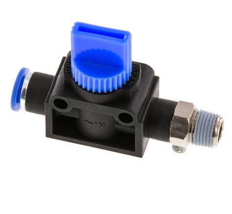 3/2-Way Shut-Off Hand Valve 6 mm - R1/8'' Plastic/Brass Tube-side venting