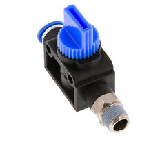 3/2-Way Shut-Off Hand Valve 6 mm - R1/8'' Plastic/Brass Tube-side venting