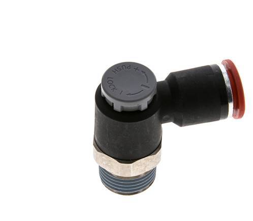 Flow Control Valve Meter-In Elbow 12 mm - R1/2'' Brass/PA 66 Locknut