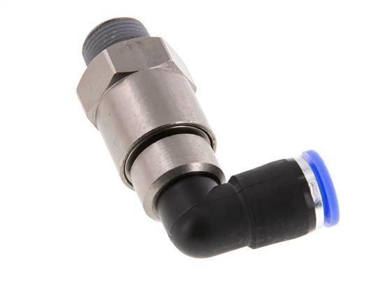 10mm & R3/8'' Elbow Quick Swivel Joint Push-In-Male Threads Nickel-Plated Brass/PBT NBR Rotatable