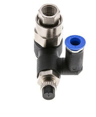 Flow Control Silencer Meter-Out Rotatable 6 mm - G1/4''-G1/8'' Brass/PA 66 with Pilot Operated Check Valve
