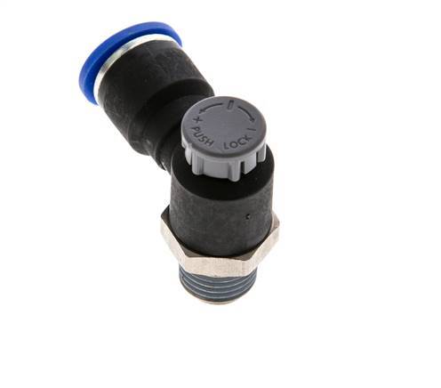 Flow Control Valve Meter-Out Elbow 10 mm - R1/4'' Brass/PA 66 Locknut