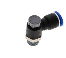 Flow Control Valve Meter-Out Elbow 10 mm - R1/4'' Brass/PA 66 Locknut