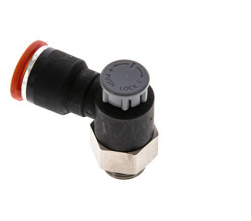 Flow Control Valve Meter-In Elbow 10 mm - G1/4'' Brass/PA 66 Locknut