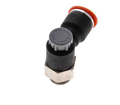 Flow Control Valve Meter-In Elbow 10 mm - G1/4'' Brass/PA 66 Locknut