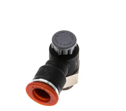 Flow Control Valve Meter-In Elbow 10 mm - G1/4'' Brass/PA 66 Locknut