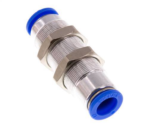 Push-In Fitting 12mm Auto Shut-Off Brass/PBT Bulkhead 0-10bar (0-145psi)