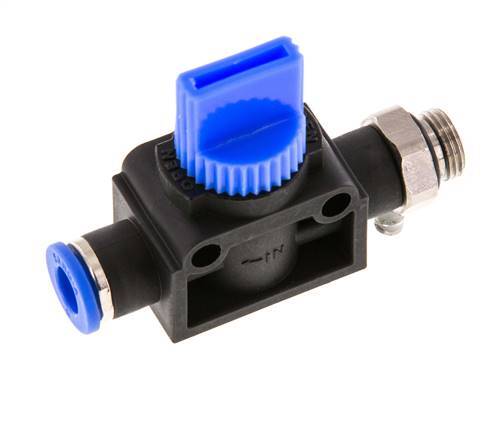 3/2-Way Shut-Off Hand Valve 6 mm - G1/8'' Plastic/Brass Tube-side venting