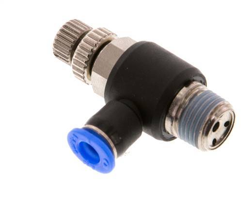 Flow Control Silencer Meter-Out Elbow 4 mm - R1/8'' Brass/PBT