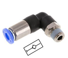 Push-In Fitting 6mm & R1/8'' Male Auto Shut-Off Elbow Brass/PBT 0-10bar (0-145psi) [2 Pieces]