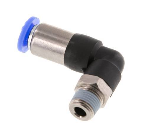 Push-In Fitting 6mm & R1/8'' Male Auto Shut-Off Elbow Brass/PBT 0-10bar (0-145psi) [2 Pieces]