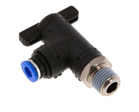 2-Way Elbow Ball Valve 6 mm - R1/4'' Plastic/Brass