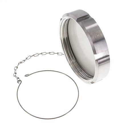 Cap Nut Rd130 X 1/4'' DN 100 Stainless Steel 1.4404 NBR DIN 11851 FDA 21 with Chain