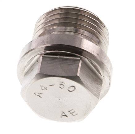 Plug G1/2'' Stainless steel with Collar and External Hex 40bar (562.0psi)