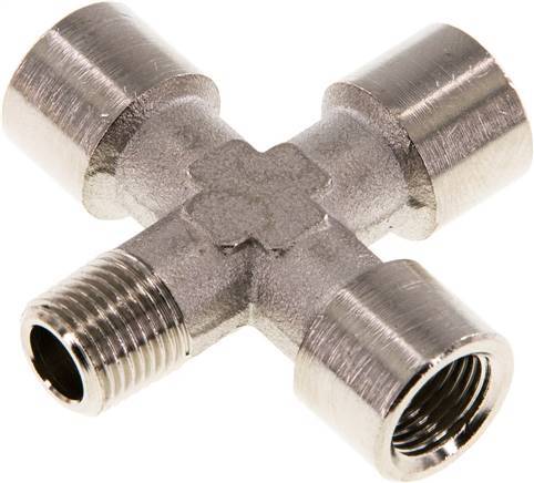 Cross Fitting R1/8'' Male - G1/8'' Female Nickel plated Brass 16 bar (224.8 psi) [2 Pieces]