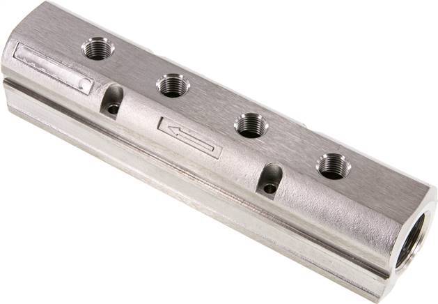 Distributor Bar 2xG3/4'' - 4xG1/4'' Stainless Steel One-sided PN 15