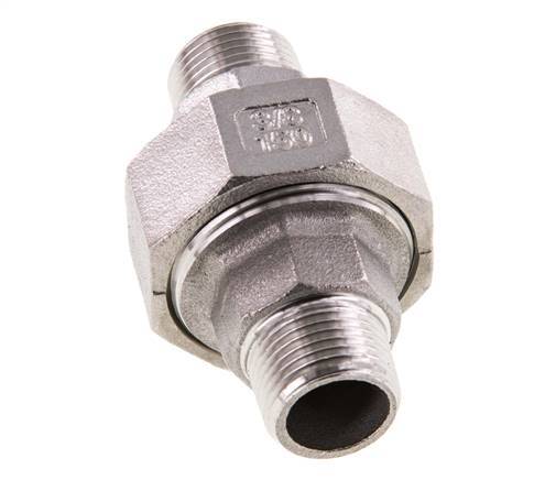 Union Straight Connector R3/8'' Stainless Steel Flat Seal PTFE 16bar (224.8psi)