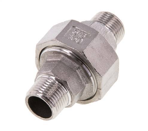 Union Straight Connector R3/8'' Stainless Steel Flat Seal PTFE 16bar (224.8psi)