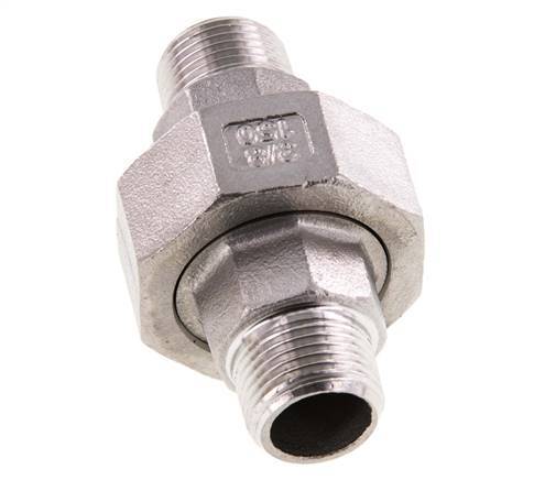 Union Straight Connector R3/8'' Stainless Steel Flat Seal PTFE 16bar (224.8psi)