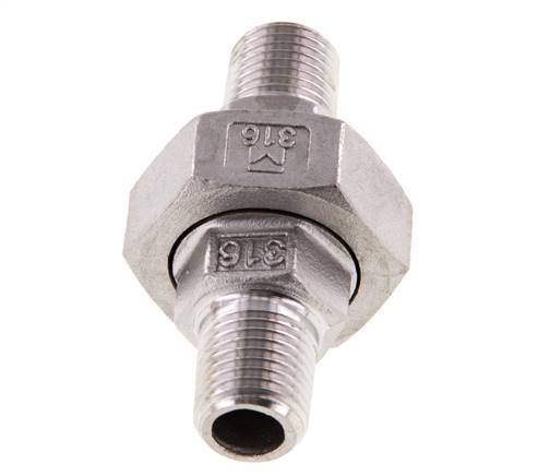 Union Straight Connector R1/4'' Stainless Steel Flat Seal PTFE 16bar (224.8psi)