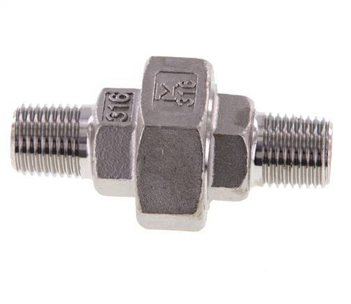 Union Straight Connector R1/4'' Stainless Steel Flat Seal PTFE 16bar (224.8psi)