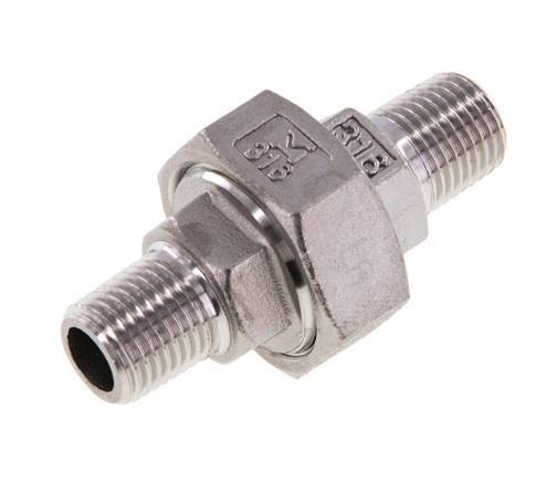 Union Straight Connector R1/4'' Stainless Steel Flat Seal PTFE 16bar (224.8psi)