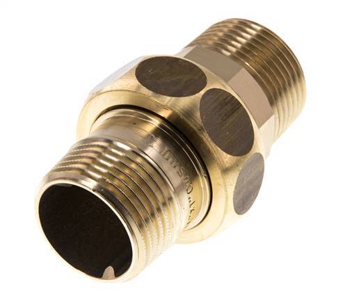 Union Straight Connector R1'' Brass Flat Seal Centellen 16bar (224.8psi)