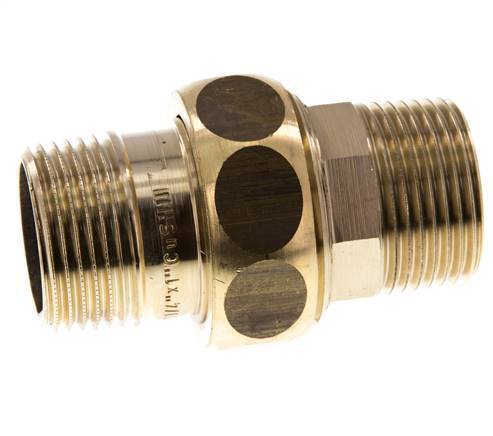 Union Straight Connector R1'' Brass Flat Seal Centellen 16bar (224.8psi)