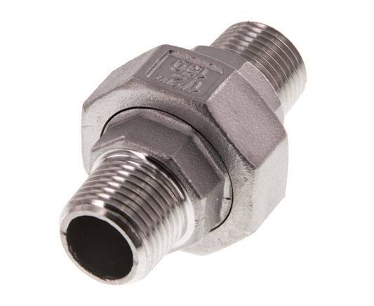 Union Straight Connector R1/2'' Stainless Steel Flat Seal PTFE 16bar (224.8psi)