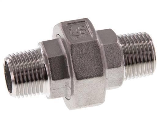 Union Straight Connector R1/2'' Stainless Steel Flat Seal PTFE 16bar (224.8psi)