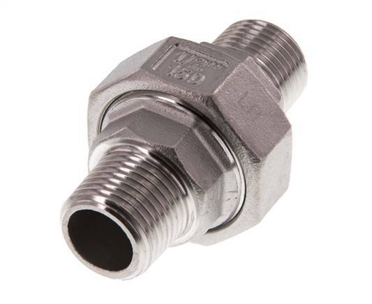 Union Straight Connector R1/2'' Stainless Steel Flat Seal PTFE 16bar (224.8psi)