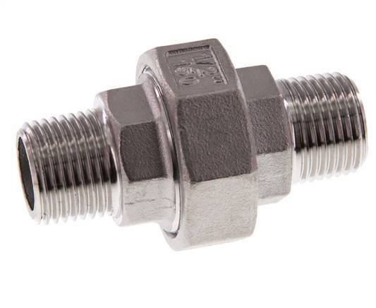 Union Straight Connector R1/2'' Stainless Steel Flat Seal PTFE 16bar (224.8psi)