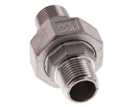 Union Straight Connector R1/2'' Stainless Steel Flat Seal PTFE 16bar (224.8psi)
