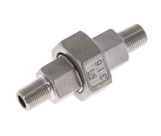 Union Straight Connector R1/8'' Stainless Steel Flat Seal PTFE 16bar (224.8psi)