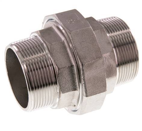 Union Straight Connector R2'' Stainless Steel Flat Seal PTFE 16bar (224.8psi)